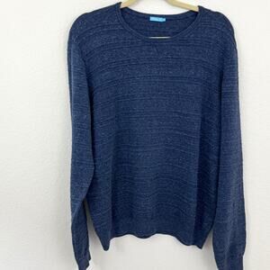 J. McLaughlin Mens Pullover Knit Sweater Size L 100% Cotton Blue